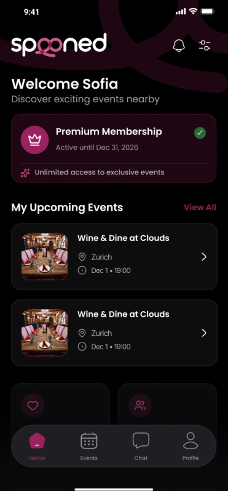 HOME · MY UPCOMING EVENTS